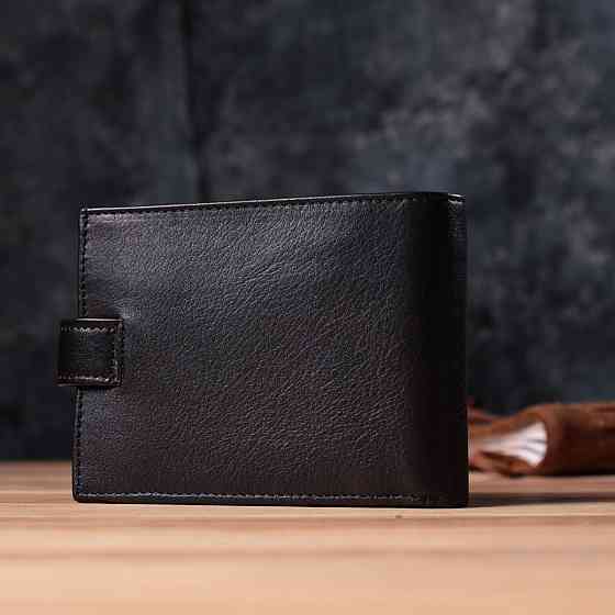 Місткий чоловічий гаманець з натуральної шкіри BOND 22861 Чорний Київ