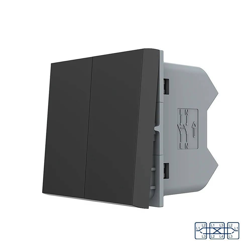 LIVOLO Перехресний (хрестовий) вимикач LIVOLO, 2-клавішний, чорний, модуль без рамки(VL-FCMM10A Коломия - фото 7