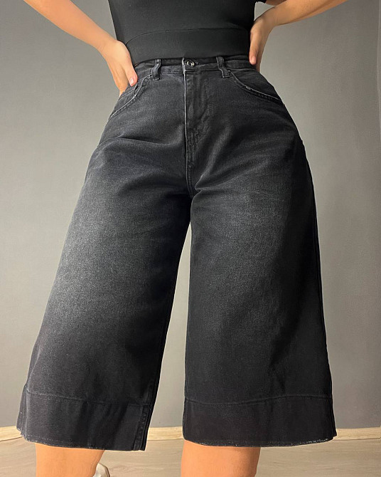 Шорти жіночі джинсові Sherocco 400 бермуди довгі з високою посадкою і манжетом чорні, чорний, 26, 26 Одеса - фото 8