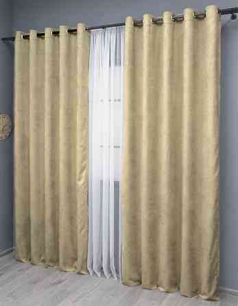 Комплект штор на люверсах VR-Textil Микровелюр Petek YL № 1801ш 150х270 см 2 шт Кремовый (37-0267) Киев