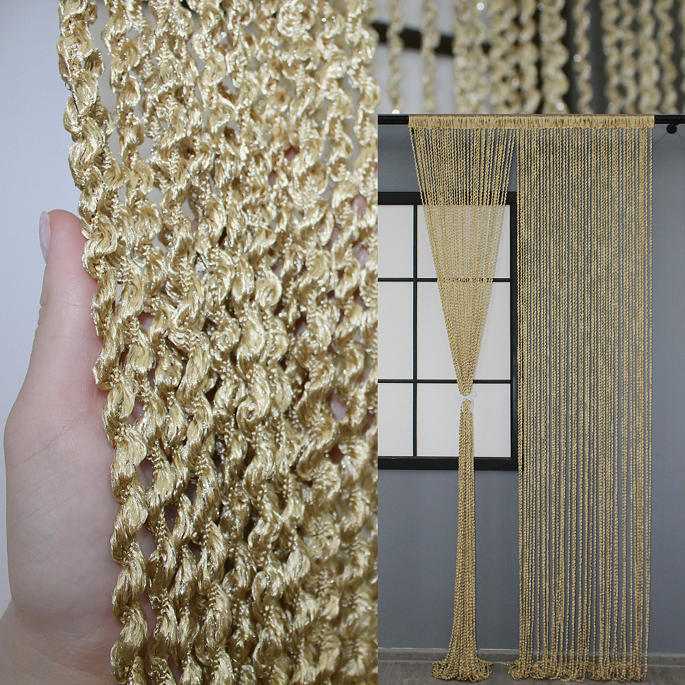 Шторы-нити спираль с люрексом Бежевый 300х300см 1 шт (61-058) Киев - изображение 1