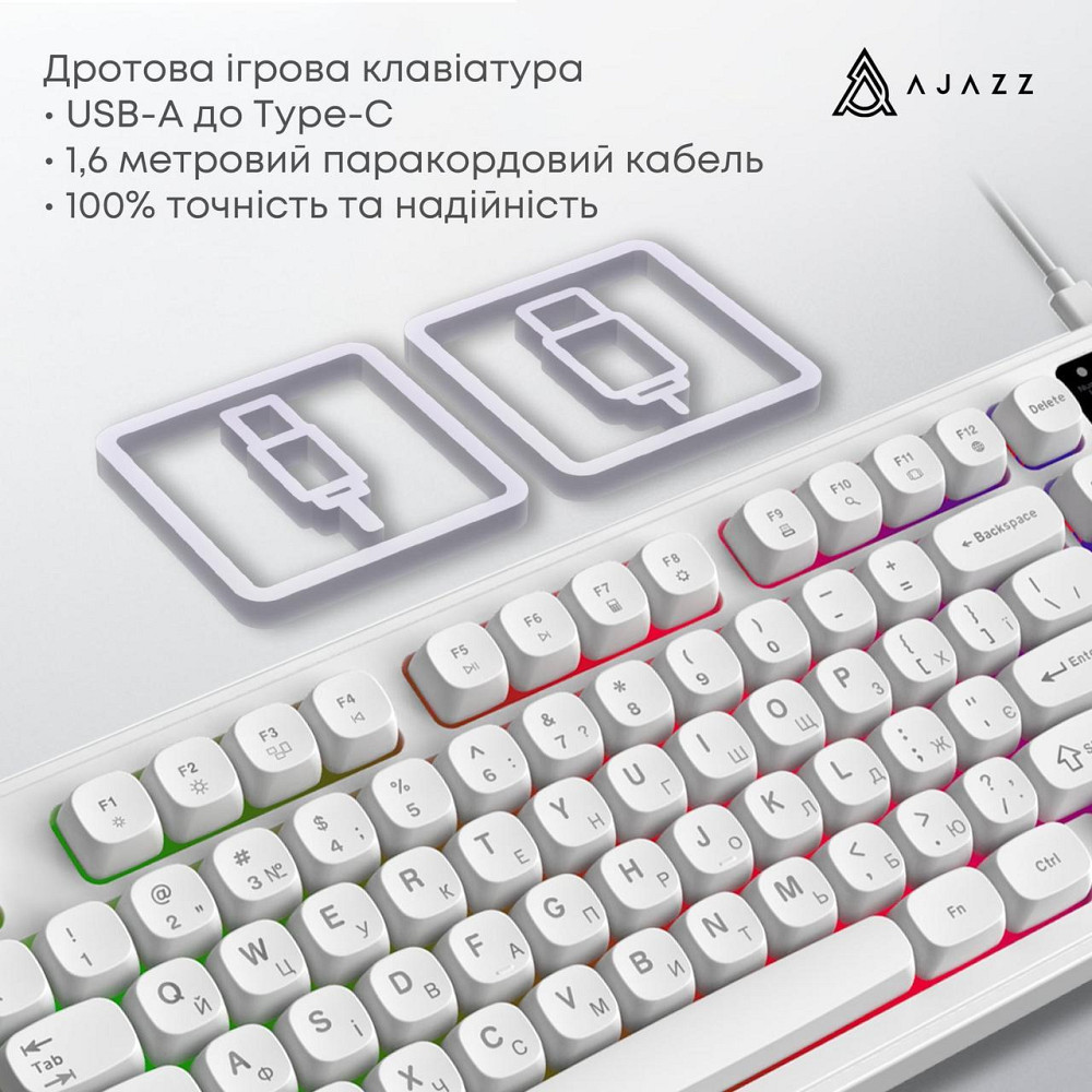 Клавіатура Ajazz AF98 Black USB-C White (AF98-W) ( 24942 ) Харьков - изображение 7