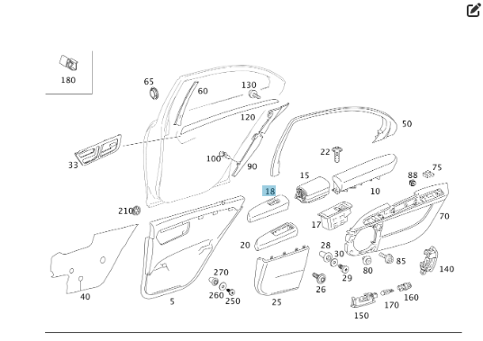Mercedes-Benz  A2217300689 8M00 Бежева накладка блоку кнопок склопідйомника задніх правих дверей S-class short W221 S-class long V221 Одеса