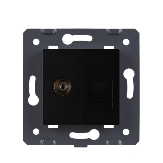 LIVOLO Розетка LIVOLO телевізійна + комп'ютерна RJ-45 (8P8C Cat.6), чорна, з пилозахистом, моду Коломия