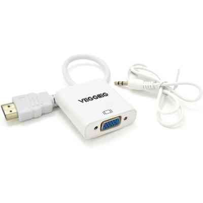 Перехідник HDMI M to VGA F + Audio 0.25m white VEGGIEG (YT-C-H-V2W) Вінниця