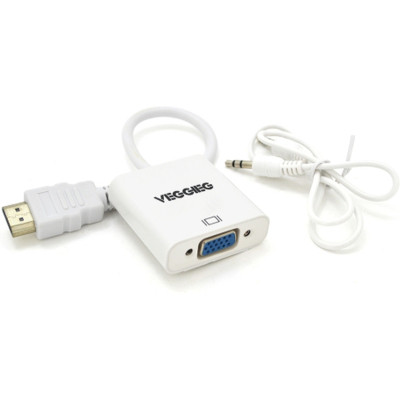 Перехідник HDMI M to VGA F + Audio 0.25m white VEGGIEG (YT-C-H-V2W) Вінниця - фото 1