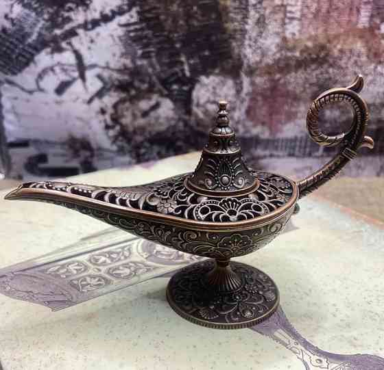 Вінтажний  металевий тримач для пахощів "Лампа Аладдіна". Міні-курильниця 11.5 см. Колір бронза Київ