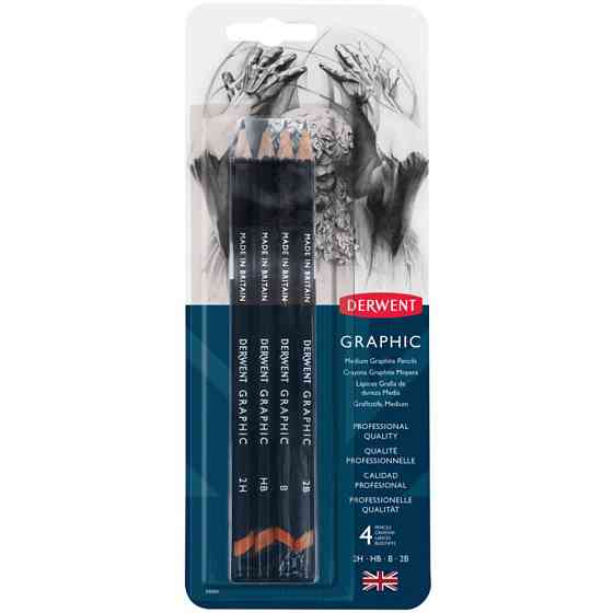 Графитные карандаши Graphic Medium 4шт Derwent Киев