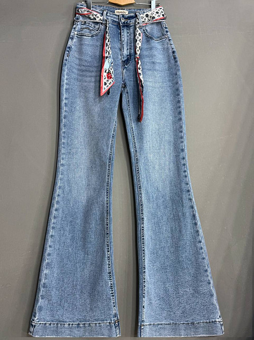 Джинсы женские Dragon 8330 flare клеш от колена с поясом увеличенные размеры голубые, голубой, 31, 31, 84 см, 108 см Киев - изображение 2