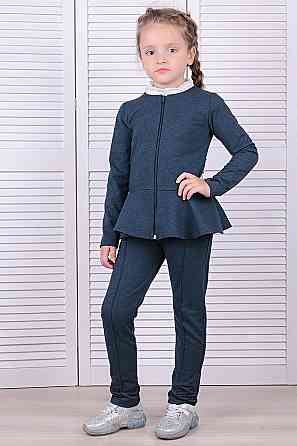 Піджак жакет для дівчинки з баскою, синій топ Крохатушка одяг Київ