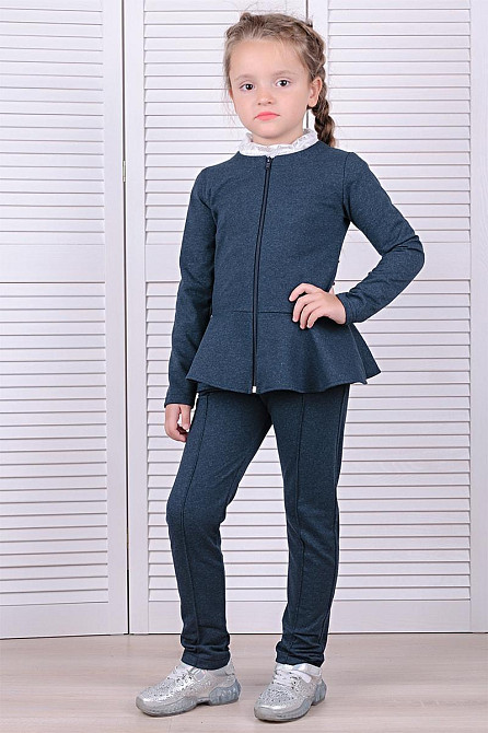 Пиджак жакет для девочки с баской, синий топ Крохатушка одяг Киев - изображение 2
