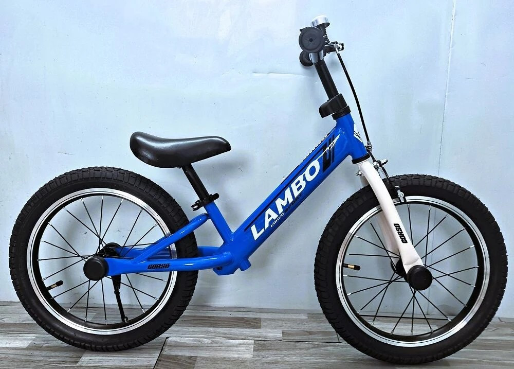 Велобіг CORSO LAMBO сталева рама надувні колеса 16' підніжка дзвіночок Синій (LB-16820) Чернігів - фото 1