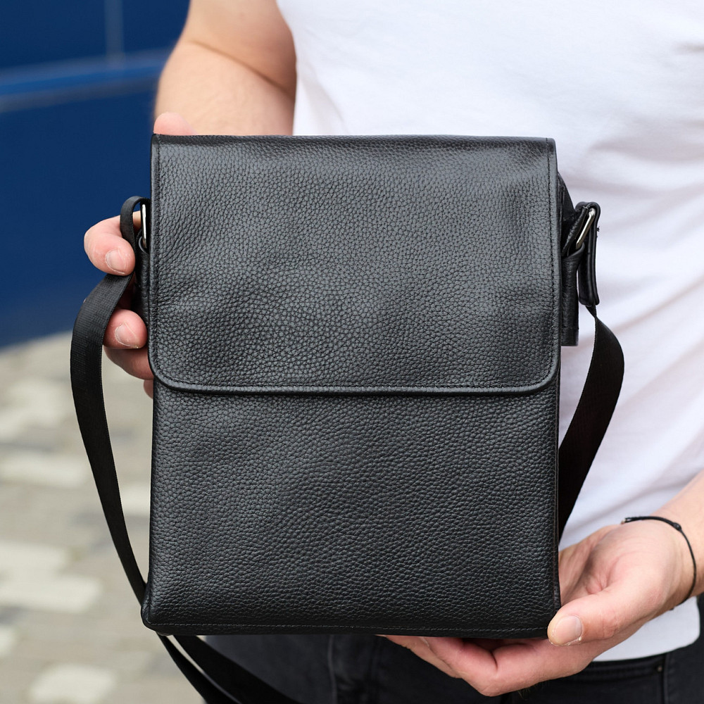Сумка мессенджер 21.5x25x7 кожаная барсетка для мужчин Tiding Bag 35775 черная Киев - изображение 1