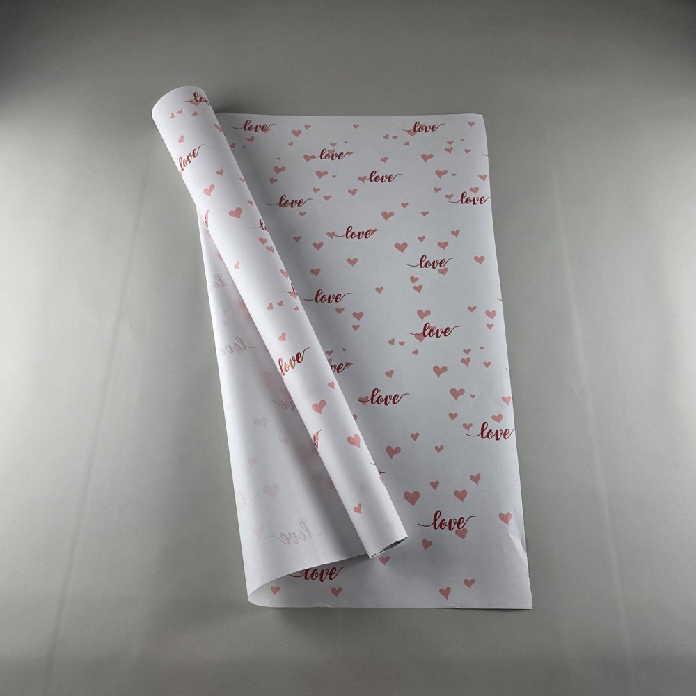 Рулон 8 м бумага подарочная с печатью (38) для цветов (h680) №810 Белый LOVE (1 шт) Харьков - изображение 2
