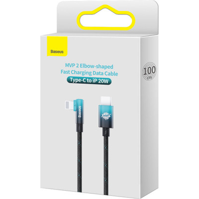 Дата кабель USB-C to Lightning 1.0m 20W 90° corner black/blue Baseus (CAVP000221) Винница - изображение 5
