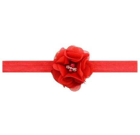 Пов'язка дитяча з квіткою червона - універсальний (на резинці), квітка 5,5 см Київ - фото 1