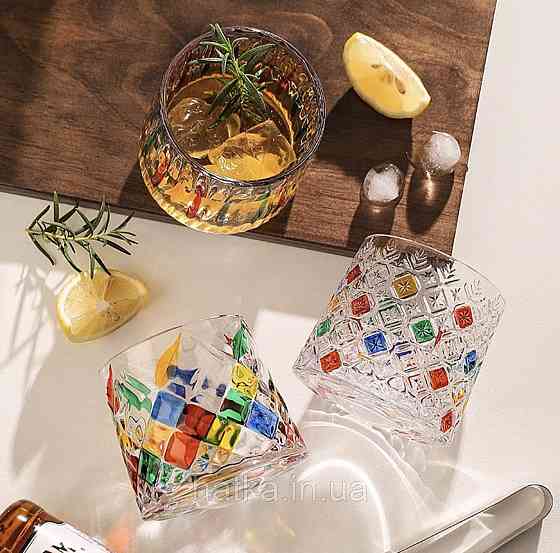 Склянка-доф "Льодяні квіти" з дерев'яною підставкою 275 мл ОБЕРТАЮТЬСЯ для дому та ресторану Київ