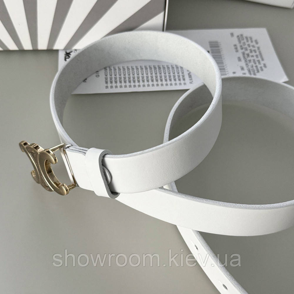 Женский белый кожаный ремень Celine gold (3 cм) Киев - изображение 5