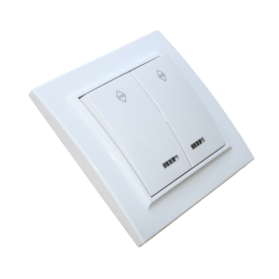 Выключатель двойной проходной с подсветкой, Enzo белый Днепр