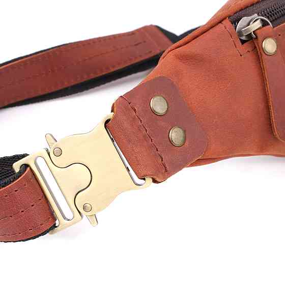 Мужская практичная бананка из натуральной винтажной кожи Shvigel 23131 Рыжий Киев