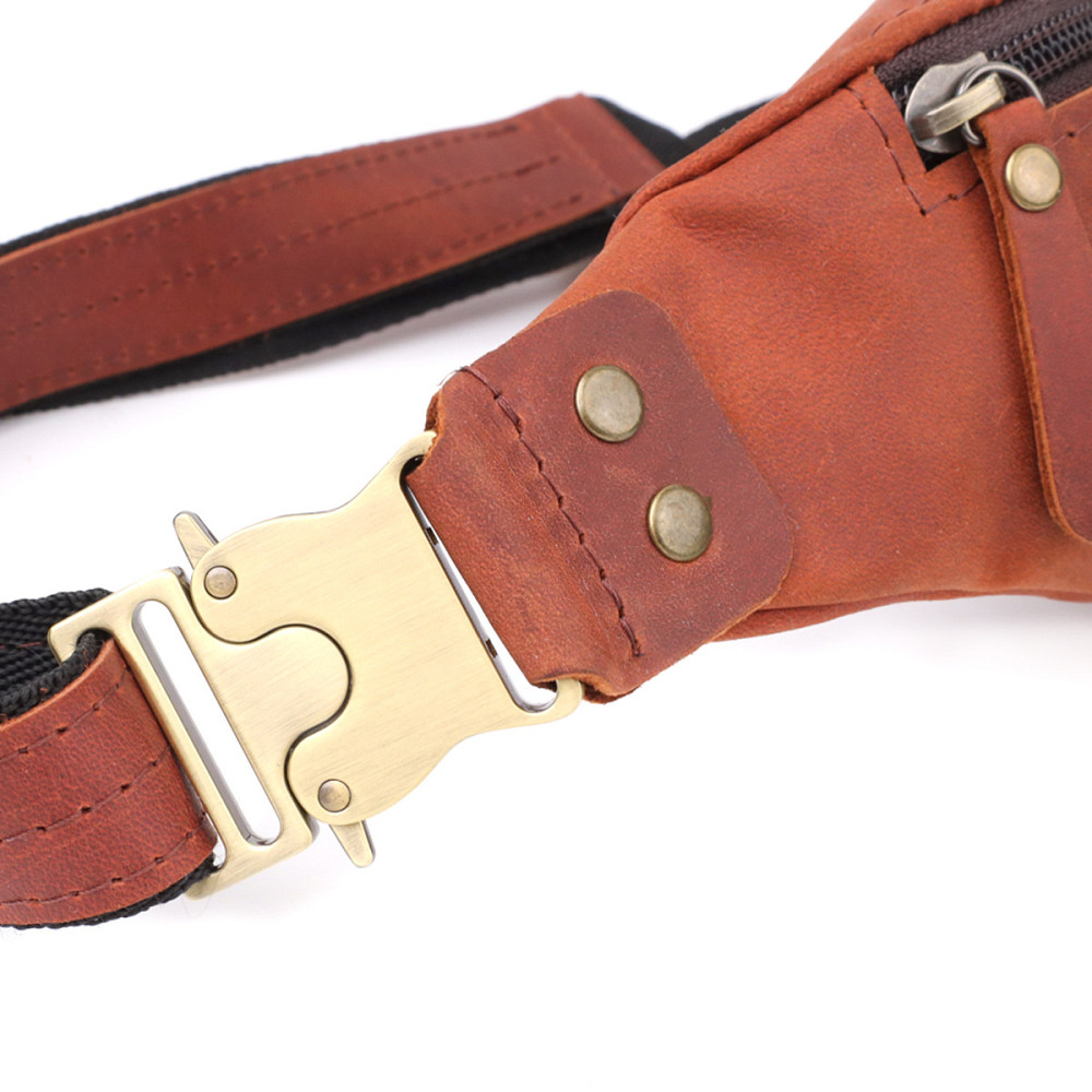 Мужская практичная бананка из натуральной винтажной кожи Shvigel 23131 Рыжий Киев - изображение 6