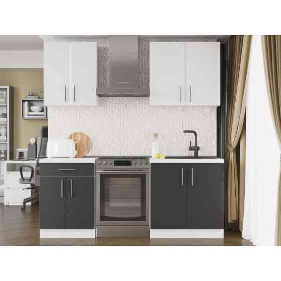 Кухня модульна Еверест Оптіма набір №2 Німфея альба+Антрацит 2 м (без стільниці) (DTM-5697) Львів
