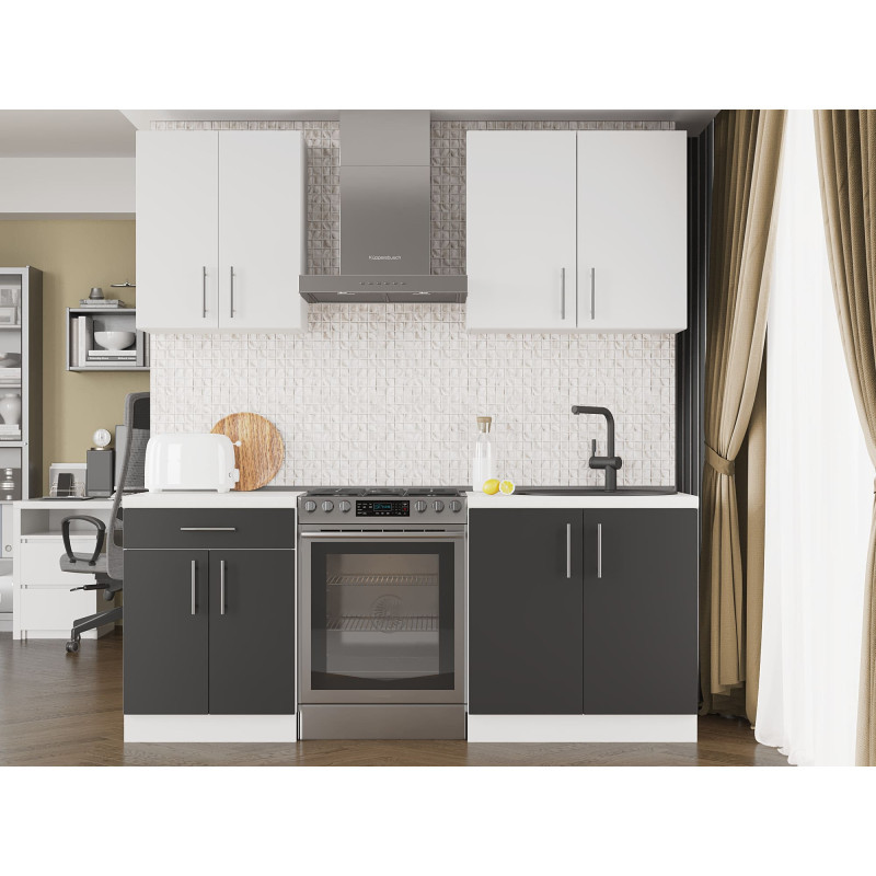 Кухня модульна Эверест Оптима набор №2 Нимфея альба+Антрацит 2 м (без столешницы) (DTM-5697) Львов - изображение 1