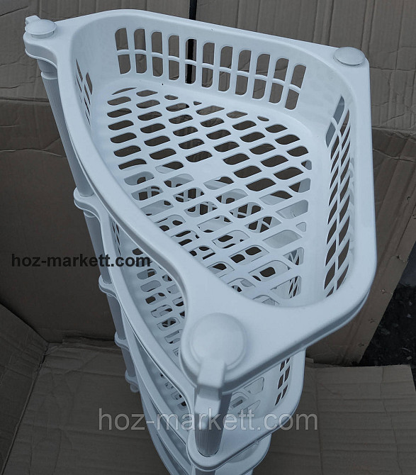 Кутова етажерка біла пластикова для ванни та кухні 5 ярусів Харків - фото 8