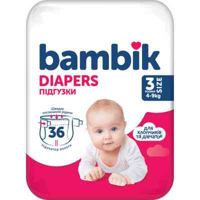 Подгузники Bambik Medium MIDI Размер 3 (4-9 кг) 36 шт (4823071652284) Винница
