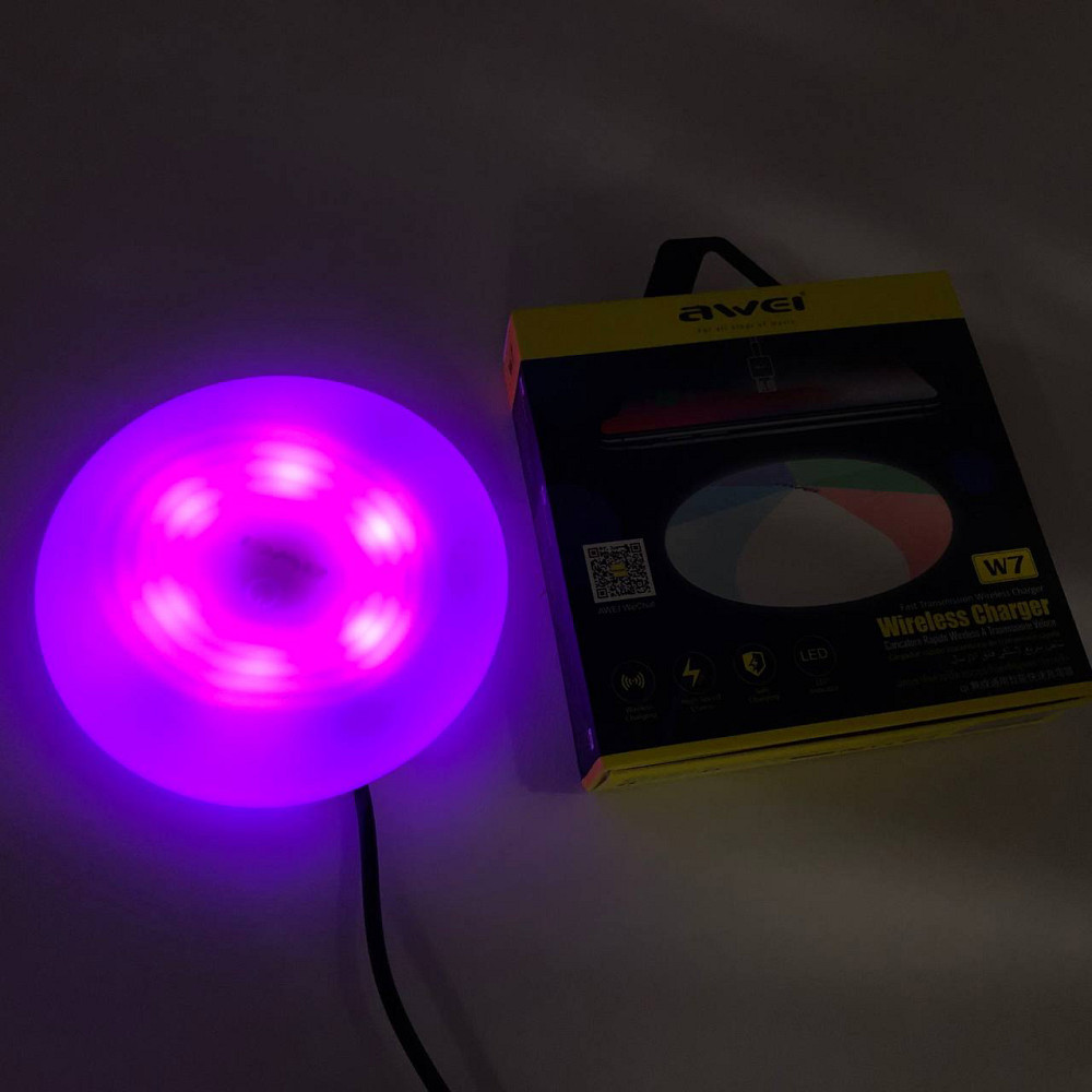 Бездротова зарядка з підсвічуванням 7 кольорів 10W 7 COLOR Awei W7 + WIRELESS CHARGE VD-92 Львів - фото 17