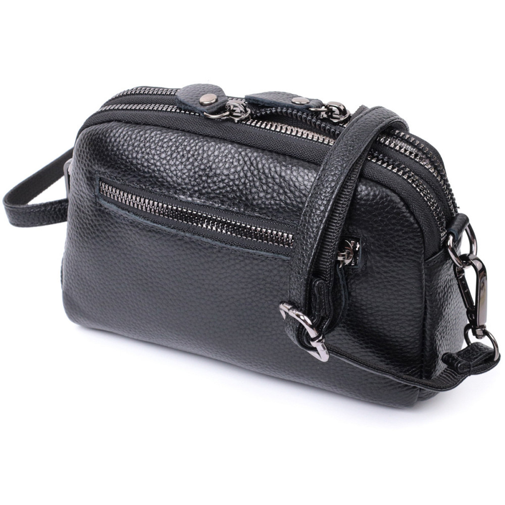 Жіноча сумка прошита ромбами на лицьовій стороні з натуральної шкіри Vintage 22807 Чорний Київ - фото 2