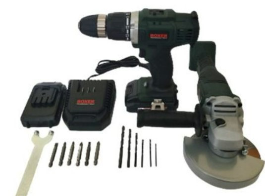 SR-016 Акумуляторний набір інструментів: кутова шліфмашина 125мм + дриль-шуруповерт 20,4В, 2 батареї та кейс Одеса - фото 10