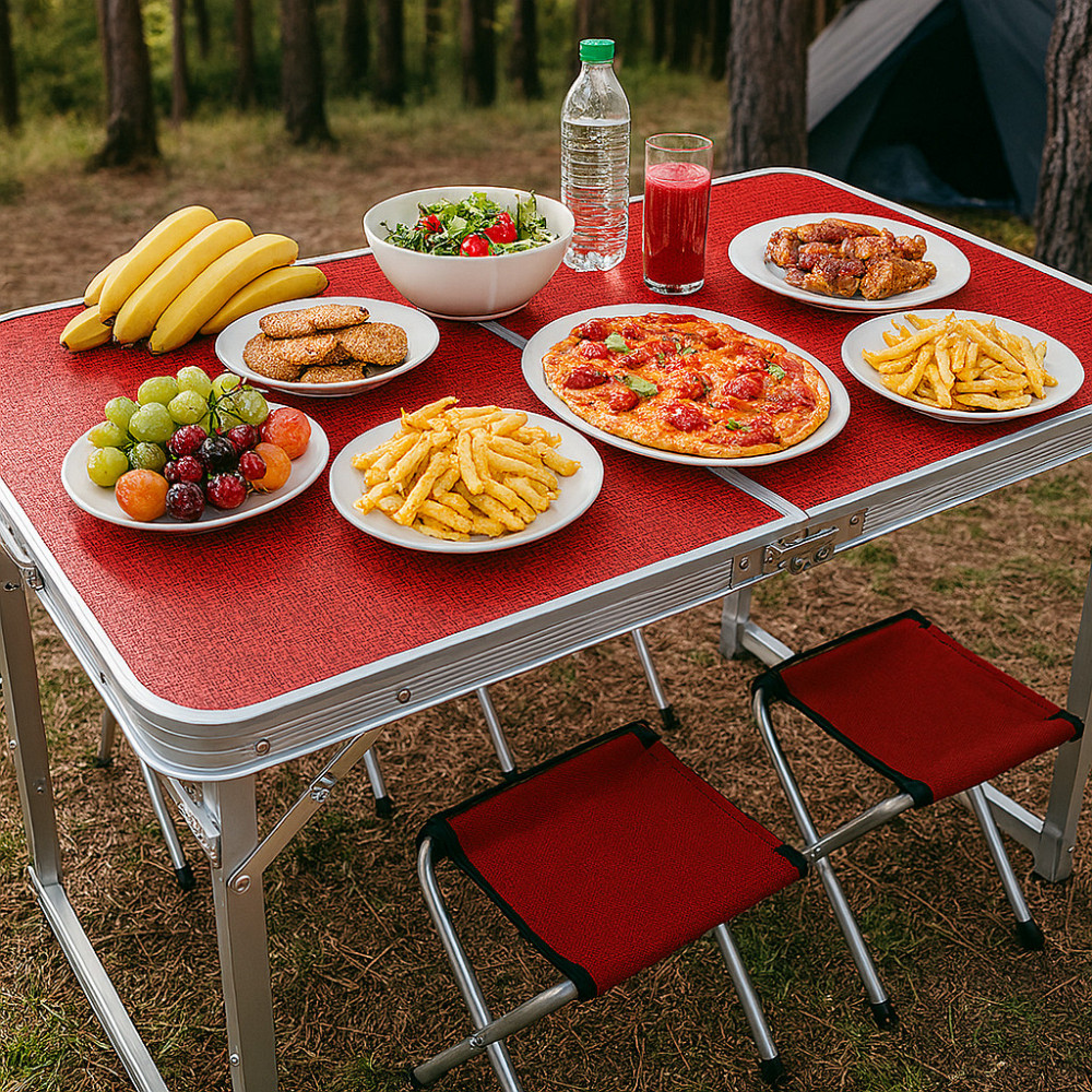 Посилений розкладний стіл для пікніка + 4 стільці,120х70х60см,Темне дерево SBR Київ - фото 4