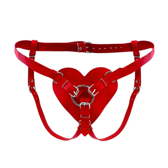 Трусики Серце для страпону з натуральної шкіри Feral Feelings - Hearts Strap-on Belt Red Львів