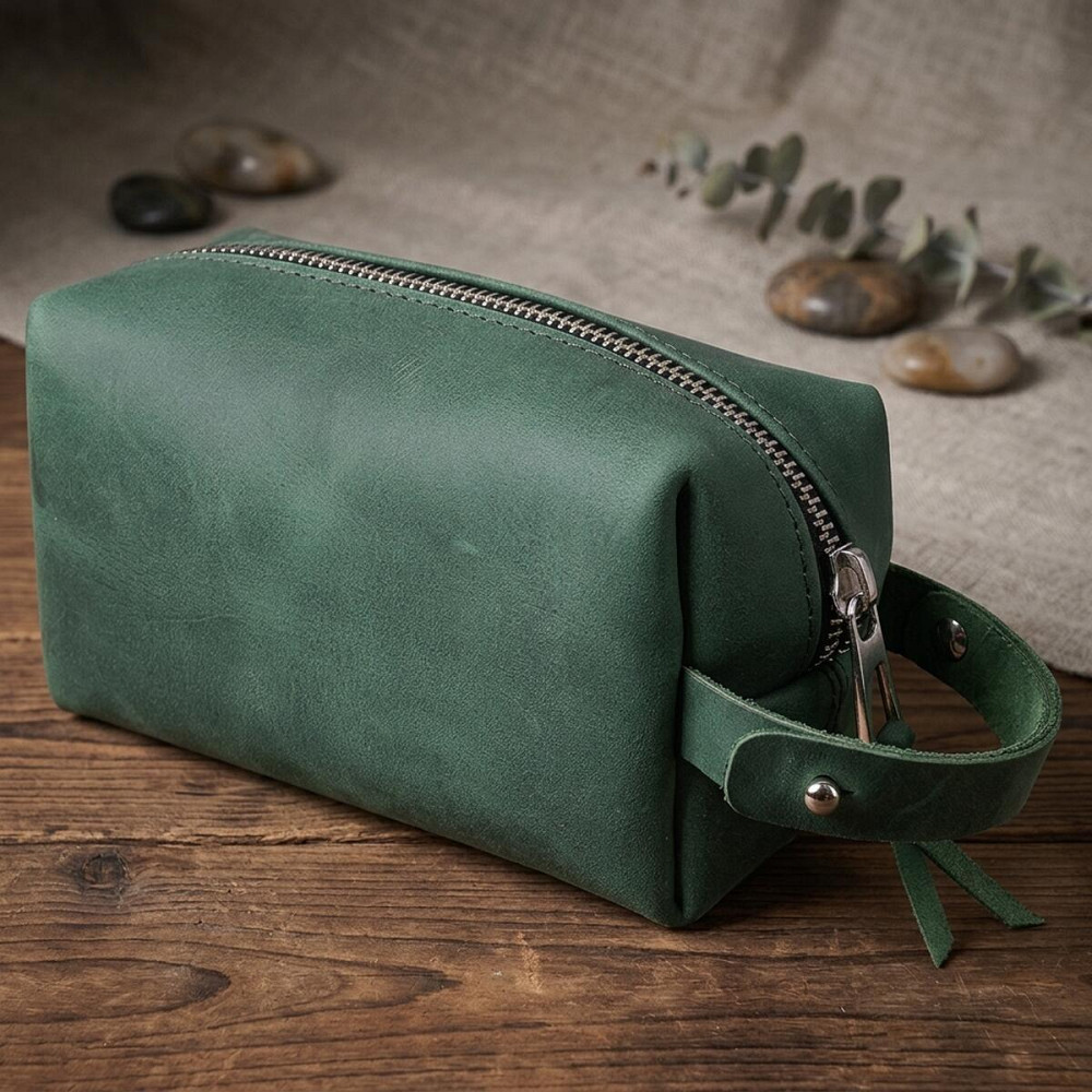 Кожаная косметичка унисекс GRANDE PELLE 11571 Зеленый Киев - изображение 14