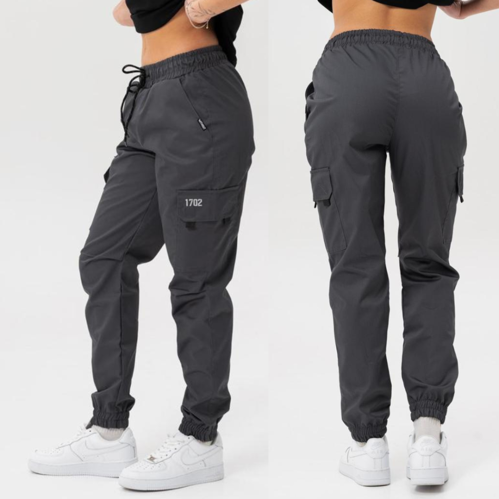 Женские штаны карго весна-осень серые на резинке с завязками с карманами котон демисезон Without Reflective L Одесса - изображение 1
