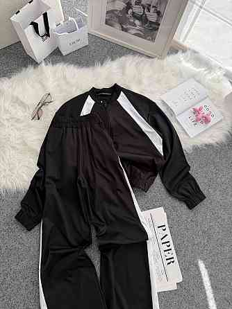 Жіночий прогулянковий костюм-двійка: кофта та штани трикотаж Чорний, 50/52 Одеса