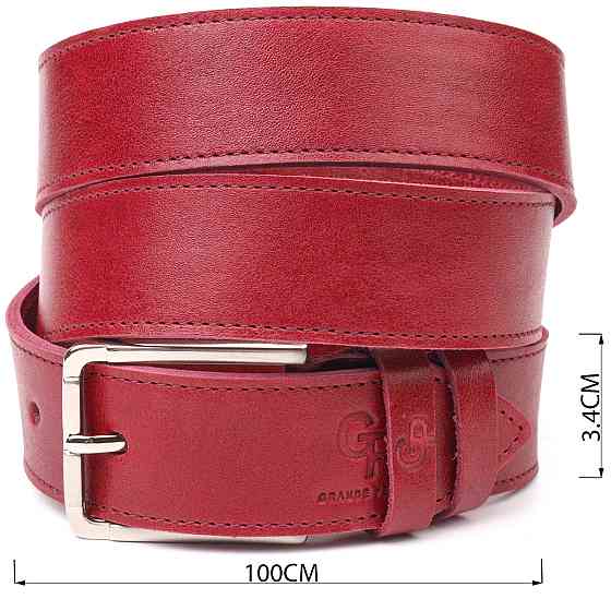 Оригинальный яркий ремень из натуральной кожи Grande Pelle 21458 Бордовый Киев