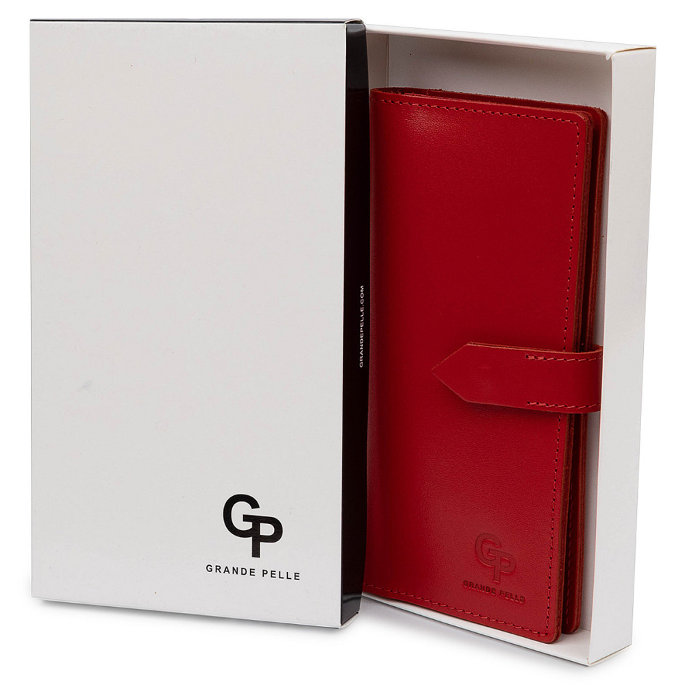 Кожаное женское портмоне GRANDE PELLE 11516 Красный Киев - изображение 7