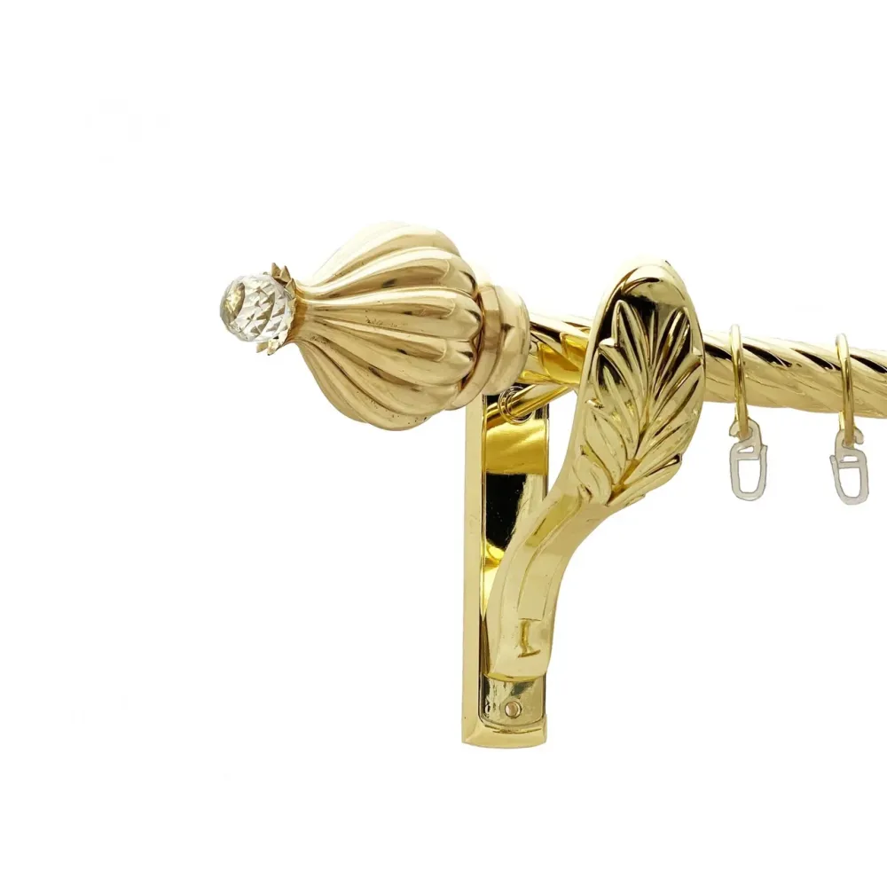 Карниз Orvit Таджа-Кристал металевий однорядний ретро скручена труба кільце металеве Золото 25 мм 200 см (00-00021748) Львів - фото 1