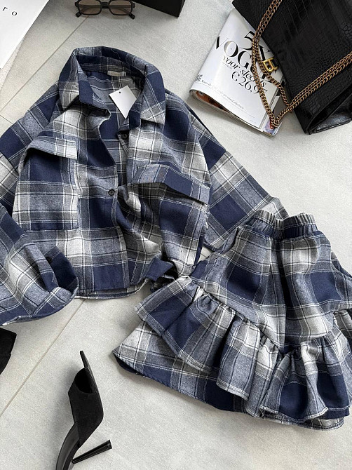 Женский костюм двойка: рубашка и юбка в клетку фланель Одесса - изображение 8