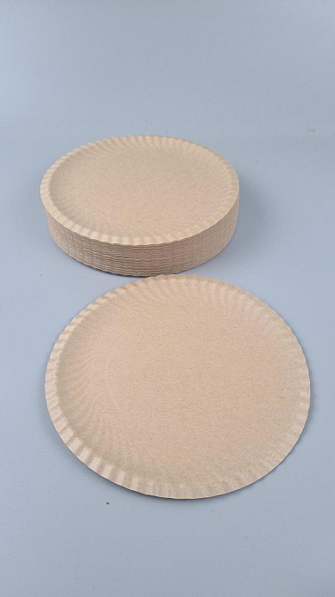 Паперова тарілка крафт із ламінацією 100 шт. діаметр 225 мм (1 пачка) Харків - фото 1