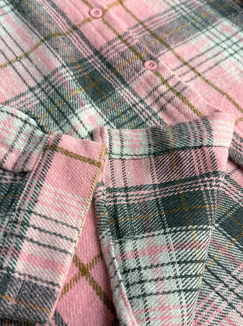 Рубашка женская YZY 223 клетчатая оверсайз теплая байка, розовый, one size Киев - изображение 16