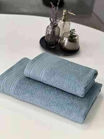 Комплект махровых полотенец IDEAL TEXTILE Легкий бриз 50х90 + 70х140 см 450 г/м2 100% хлопок Лазуров Черновцы