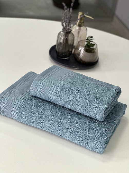 Комплект махрових рушників IDEAL TEXTILE Легкий бриз 50х90 + 70х140 см 450 г/м2 100% бавовна Лазуров Чернівці - фото 2