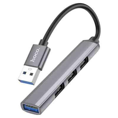 Концентратор HOCO USB to USB 3.0 + 3xUSB 2.0 metal gray (6931474765468) Винница