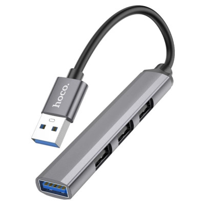 Концентратор HOCO USB to USB 3.0 + 3xUSB 2.0 metal gray (6931474765468) Вінниця - фото 1