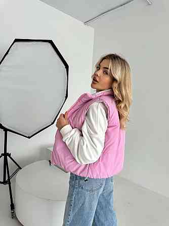 Жіноча двостороння жилетка з кулісками по боках та кишенею плащівка емі + силікон Одеса