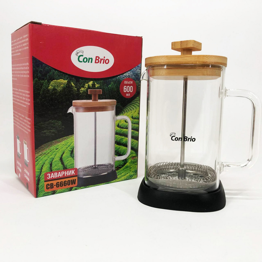 Заварочный чайник стеклянный с ручкой, Френч-пресс для дома и офиса, Заварник френч-пресс UR-93 Львов - изображение 6