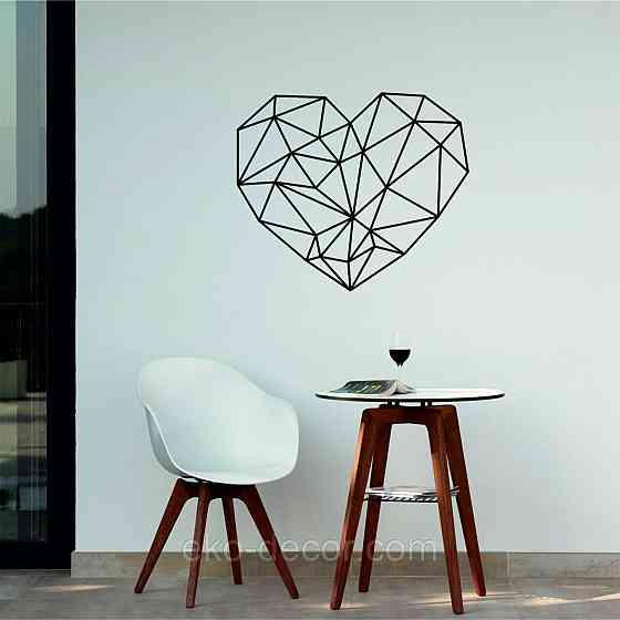 Декоративное настенное Панно «Сердце» Декор на стену 90*77 см, Черный Киев